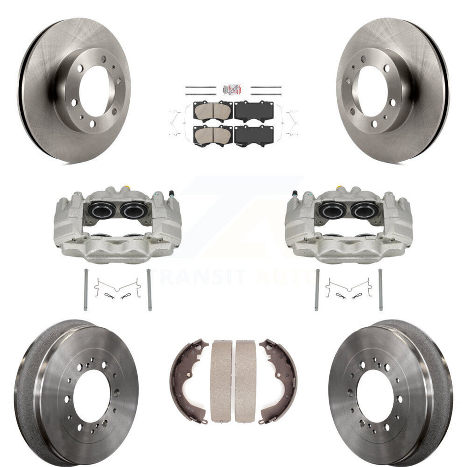 Front Rear Disc Brake Caliper Rotors Drums Ceramic Pads Kit (8Pc) For Toyota Tacoma KC8-101520N