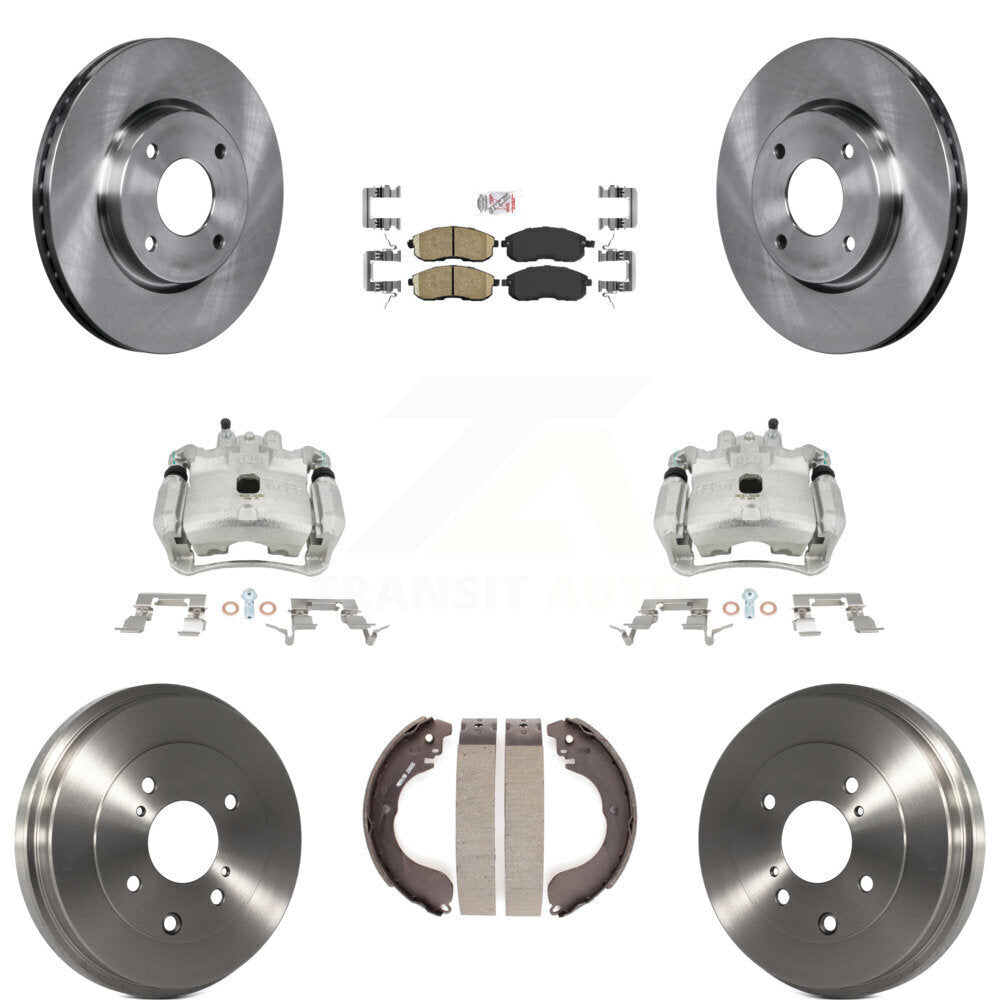 Front Rear Disc Brake Caliper Rotors Drums Ceramic Pads Kit (8Pc) For Nissan Sentra KC8-101521N by Transit Auto