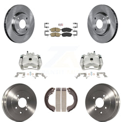 Front Rear Disc Brake Caliper Rotors Drums Ceramic Pads Kit (8Pc) For Nissan Sentra KC8-101521N