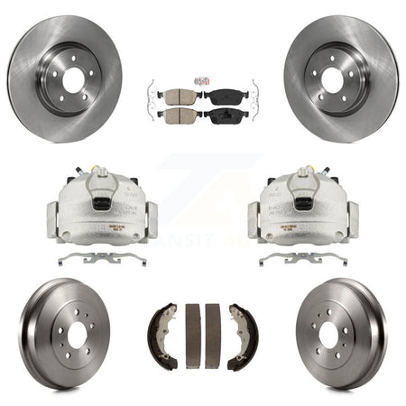 Front Rear Brake Caliper Rotors Drums Ceramic Pads Kit (8Pc) For 2013-2018 Ford Focus ST KC8-101540N