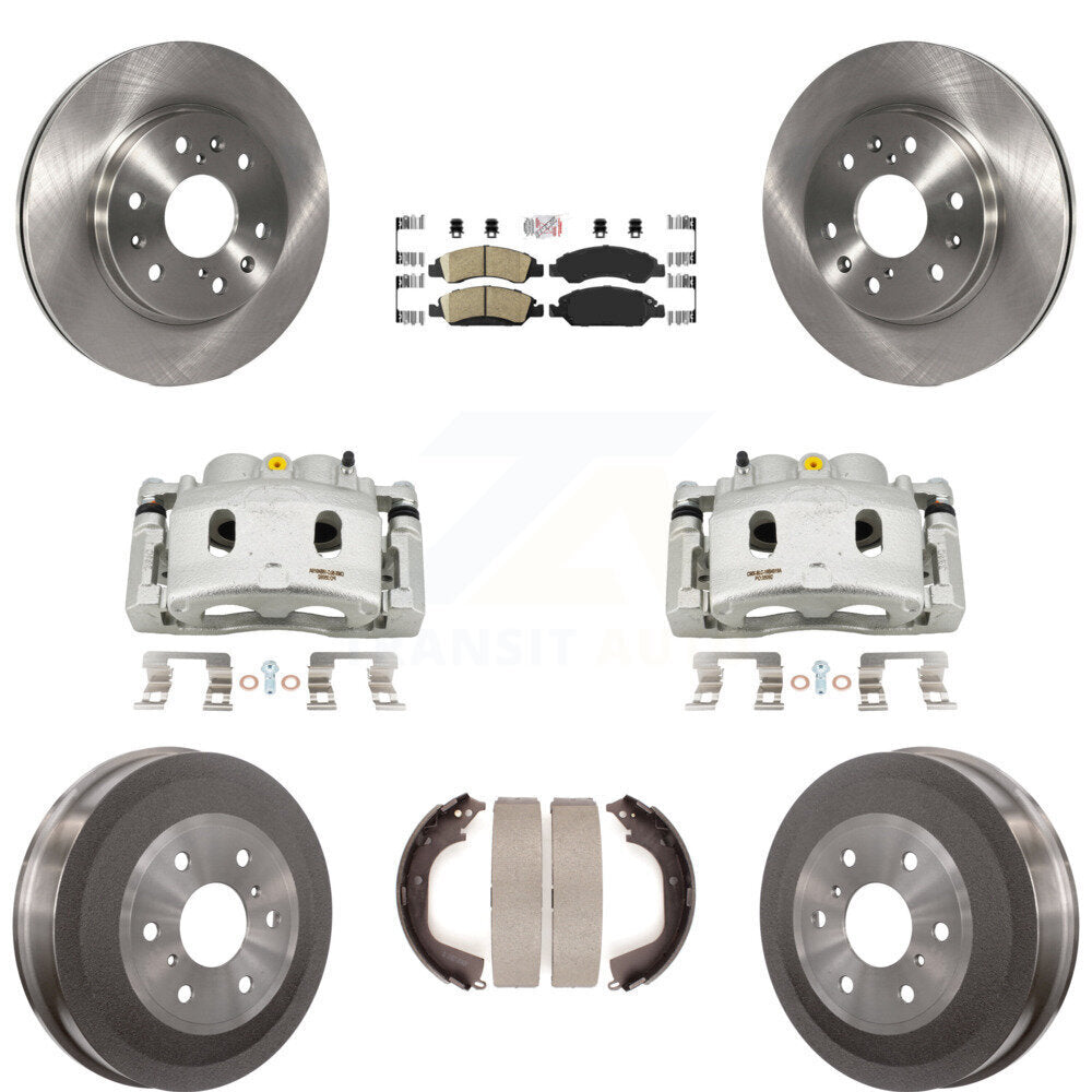 Front Rear Brake Caliper Rotors Drum Ceramic Pad Kit (8Pc) For GMC Sierra 1500 Chevrolet KC8-101541N