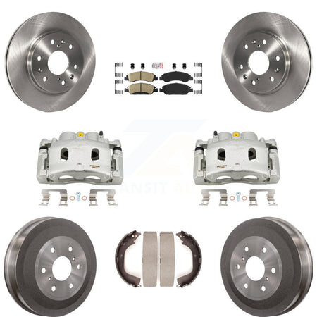 Front Rear Brake Caliper Rotors Drum Ceramic Pad Kit (8Pc) For GMC Sierra 1500 Chevrolet KC8-101541N