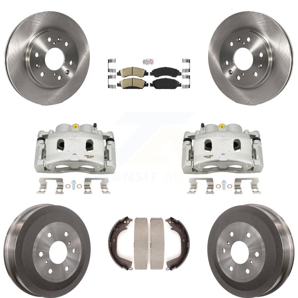 Front Rear Brake Caliper Rotors Drum Ceramic Pad Kit (8Pc) For GMC Sierra 1500 Chevrolet KC8-101542N