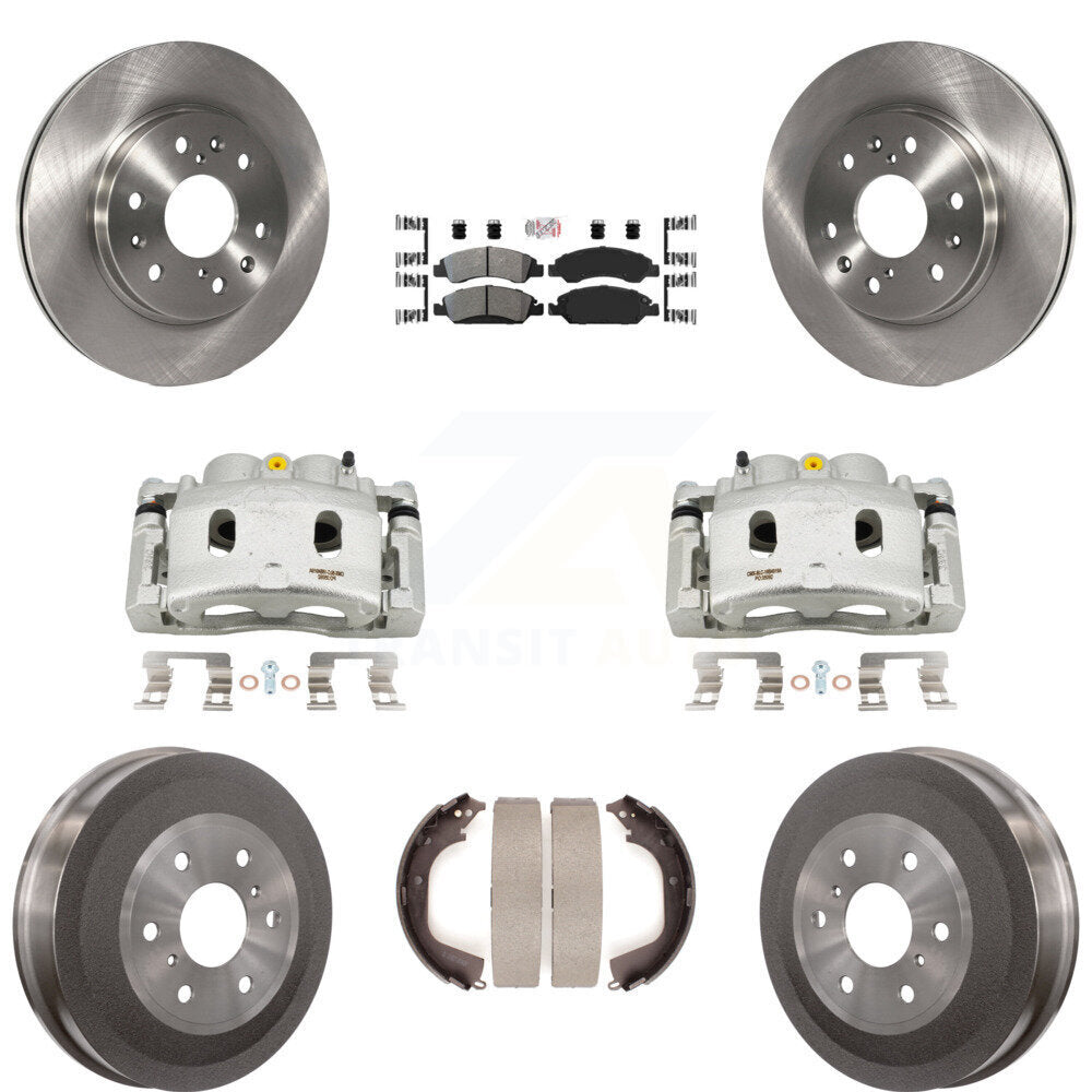 Front Rear Disc Brake Caliper Rotor Drum Semi-Metallic Pad Kit (8Pc) For GMC Sierra 1500 KC8-101543N