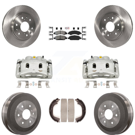 Front Rear Disc Brake Caliper Rotor Drum Semi-Metallic Pad Kit (8Pc) For GMC Sierra 1500 KC8-101543N