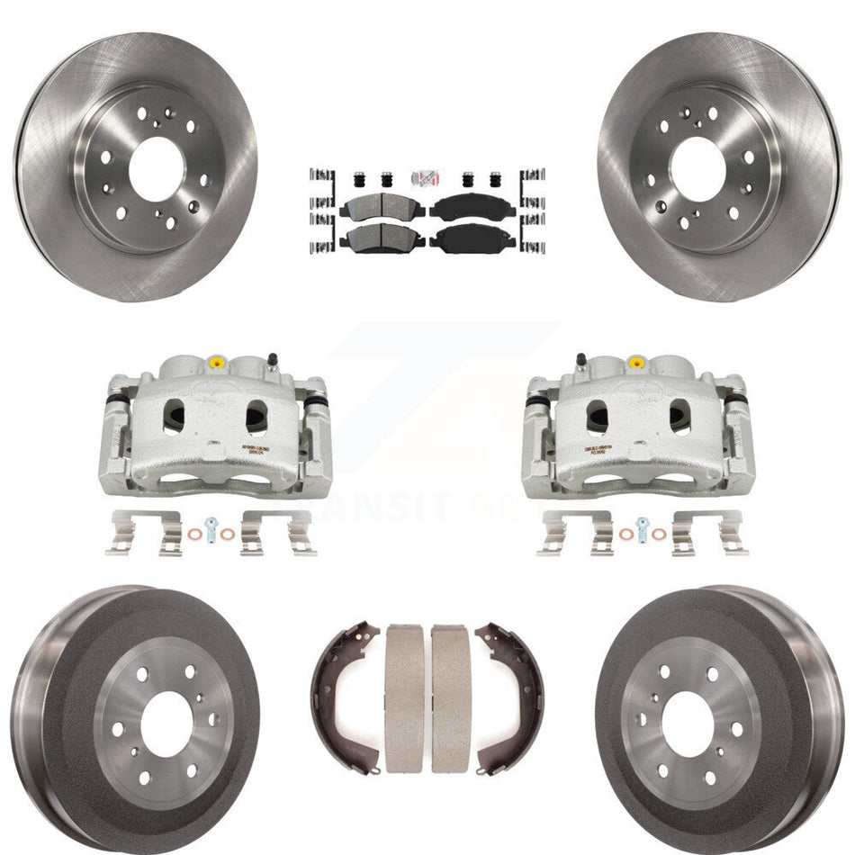 Front Rear Disc Brake Caliper Rotor Drum Semi-Metallic Pad Kit (8Pc) For GMC Sierra 1500 KC8-101543N