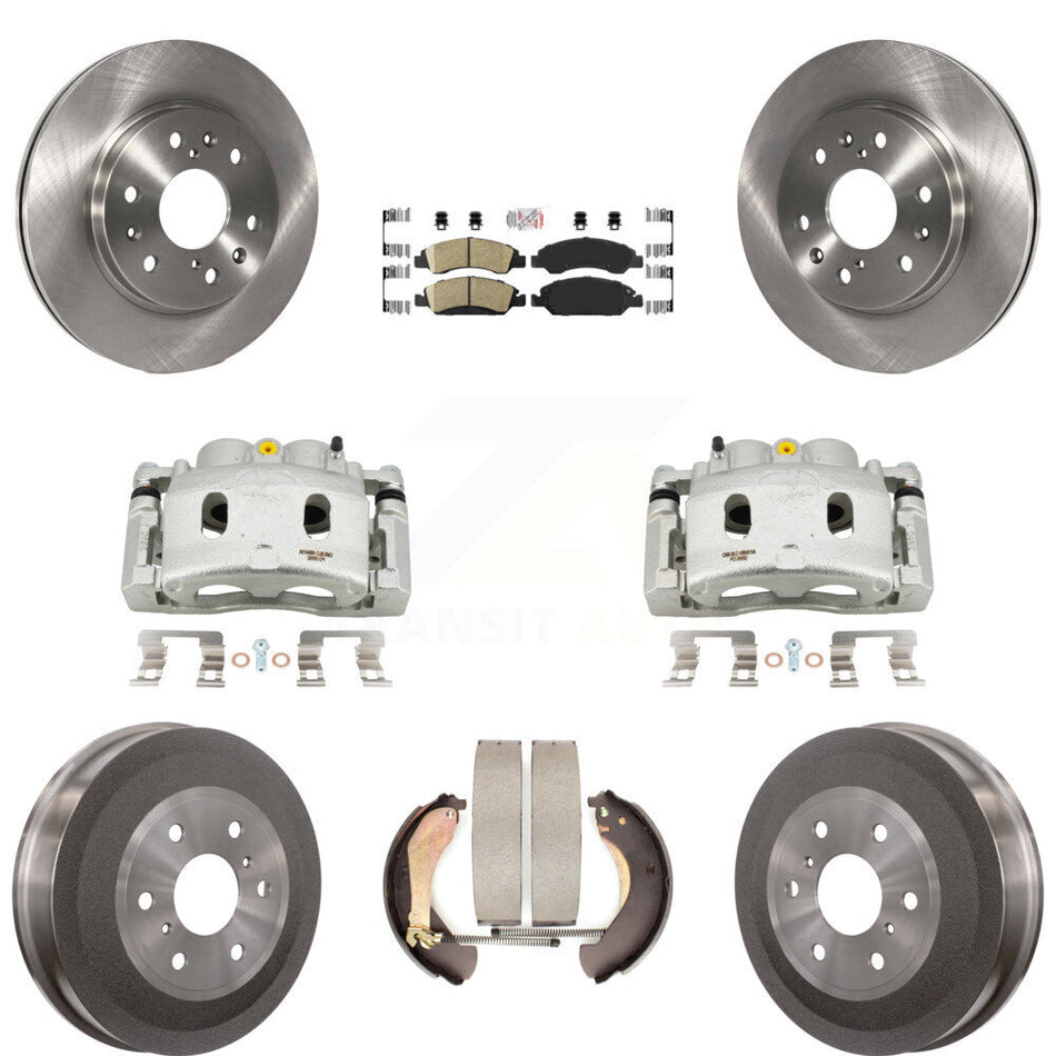 Front Rear Brake Caliper Rotors Drum Ceramic Pads Kit (8Pc) For Chevrolet Silverado 1500 KC8-101544N