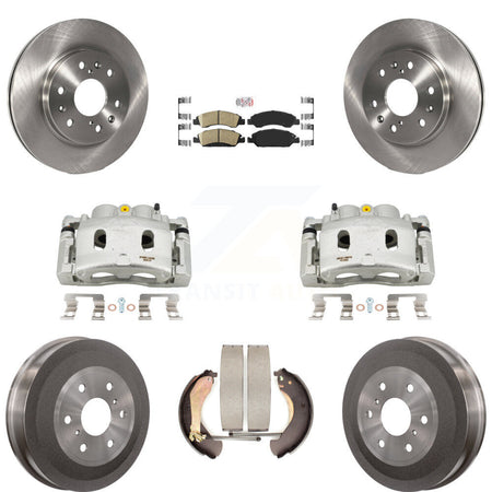 Front Rear Brake Caliper Rotors Drum Ceramic Pads Kit (8Pc) For Chevrolet Silverado 1500 KC8-101545N