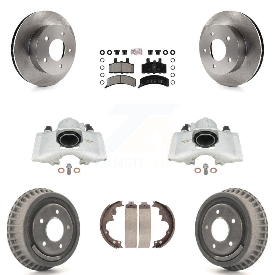 Front Rear Disc Brake Caliper Rotors Drums Semi-Metallic Pads Kit (8Pc) For 1990-2002 Chevrolet Astro GMC Safari AWD KC8-101553N