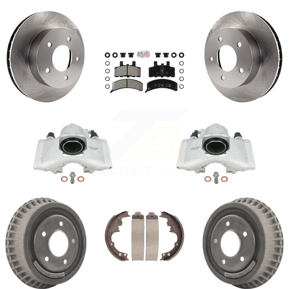 Front Rear Disc Brake Caliper Rotors Drums Semi-Metallic Pads Kit (8Pc) For 1990-2002 Chevrolet Astro GMC Safari AWD KC8-101553N