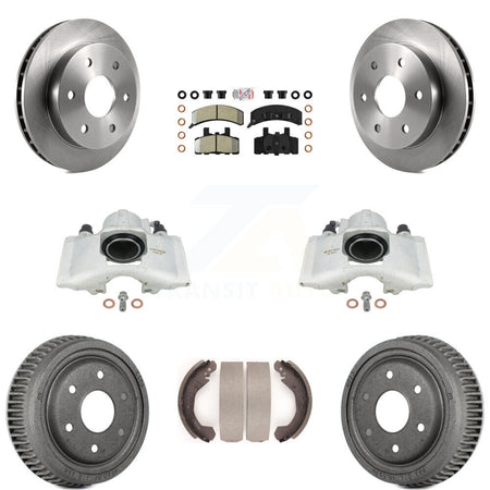 Front Rear Disc Brake Caliper Rotors Drums Semi-Metallic Pads Kit (8Pc) For Chevrolet K1500 GMC Yukon Blazer KC8-101554N by Transit Auto