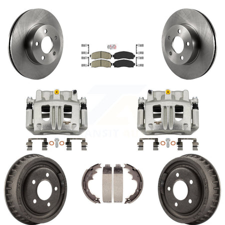 Front Rear Brake Caliper Rotors Drums Ceramic Pads Kit (8Pc) For Ford Ranger Mazda B4000 KC8-101560N