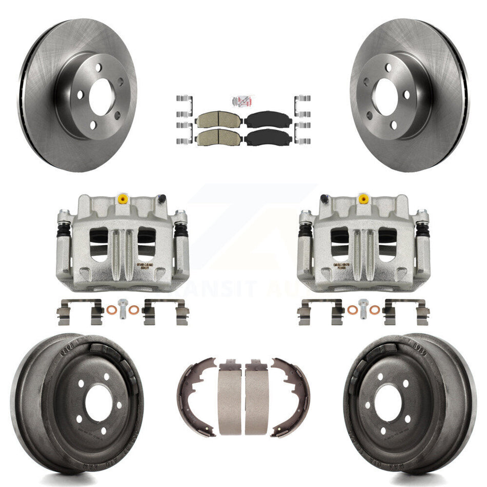 Front Rear Brake Caliper Rotors Drums Ceramic Pads Kit (8Pc) For Ford Ranger Mazda B4000 KC8-101562N