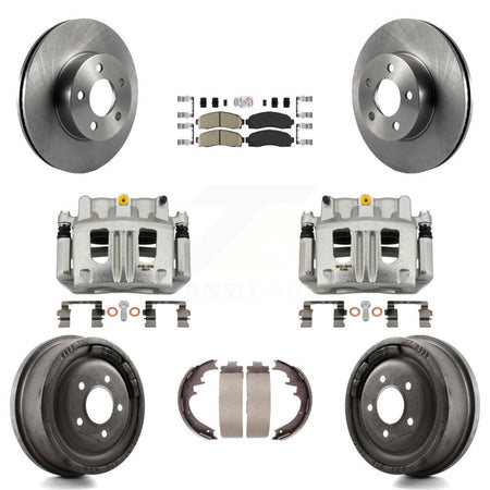 Front Rear Brake Caliper Rotors Drums Ceramic Pads Kit (8Pc) For Ford Ranger Mazda B4000 KC8-101563N