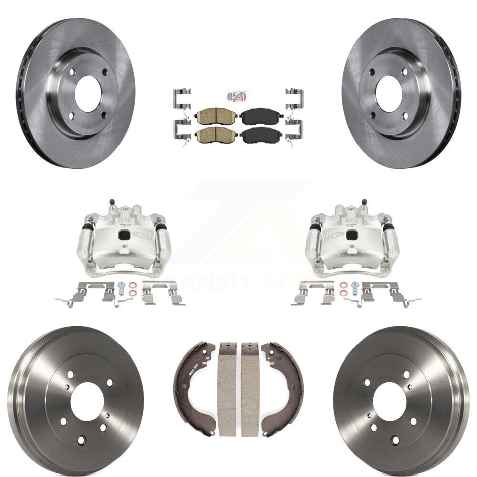 Front Rear Disc Brake Caliper Rotor Drum Ceramic Pad Kit (8Pc) For 2009-2014 Nissan Cube KC8-101566N