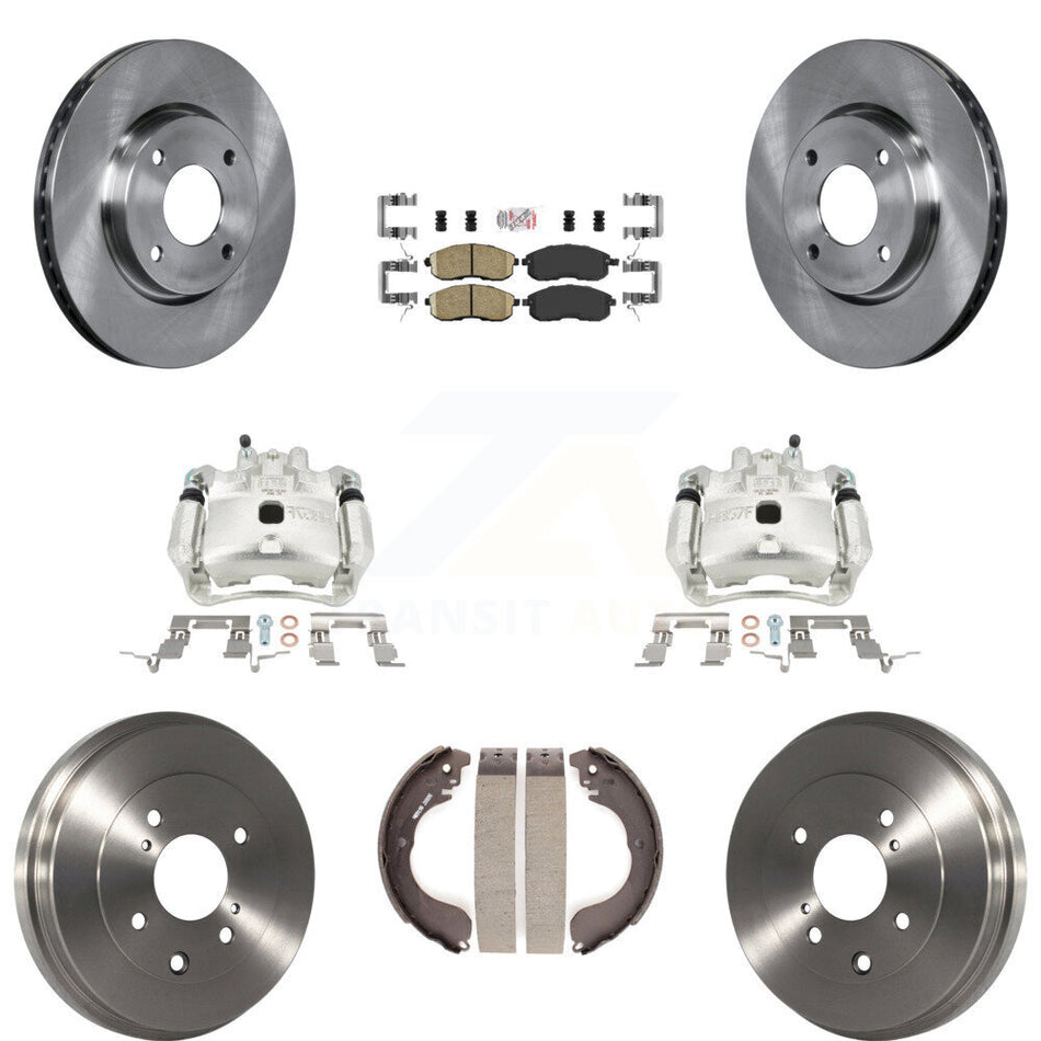 Front Rear Disc Brake Caliper Rotor Drum Ceramic Pad Kit (8Pc) For 2009-2014 Nissan Cube KC8-101567N