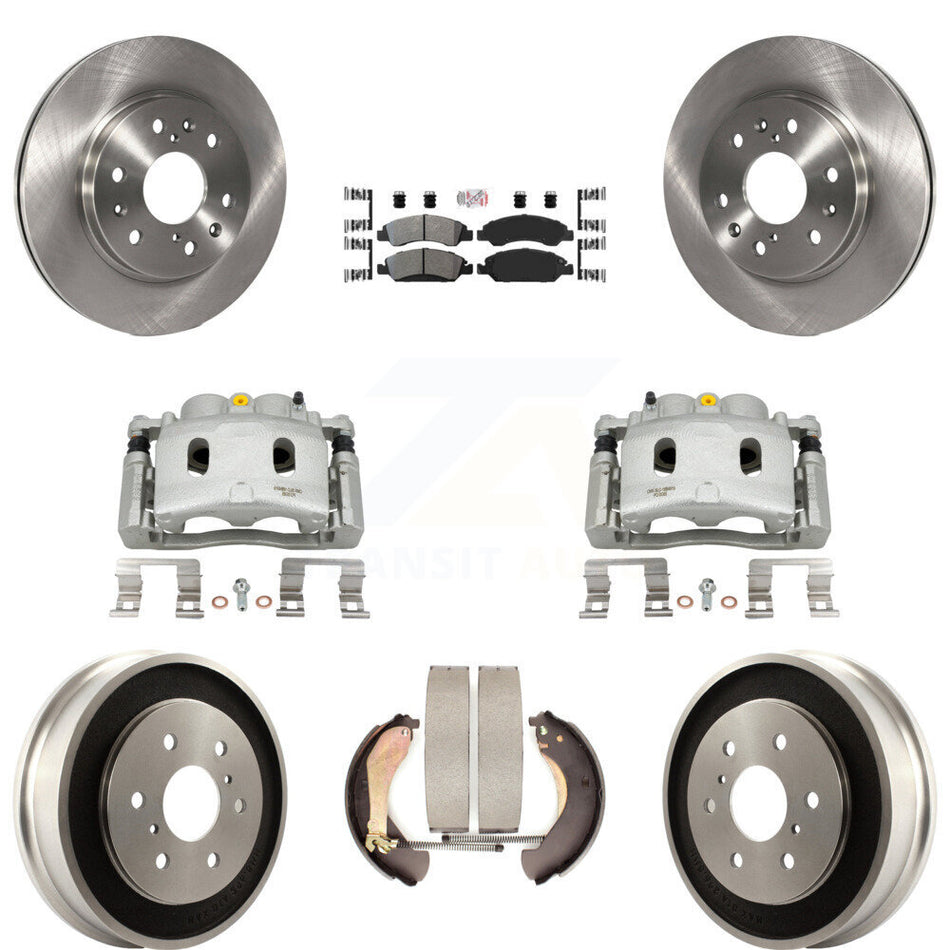 Front Rear Brake Caliper Rotors Drum Semi-Metallic Pads Kit (8Pc) For Chevrolet GMC 1500 KC8-101571N