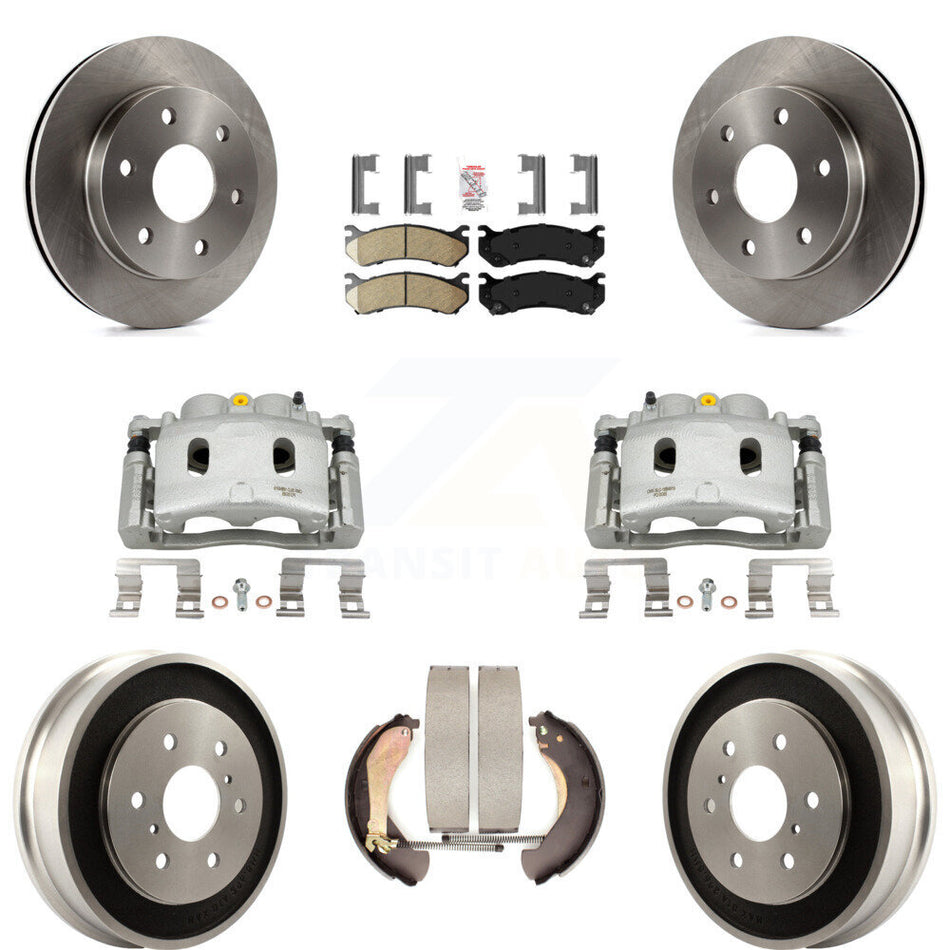 Front Rear Brake Caliper Rotors Drum Ceramic Pads Kit (8Pc) For Chevrolet Silverado 1500 KC8-101574N