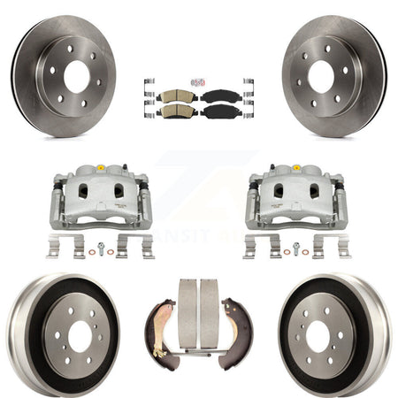 Front Rear Disc Brake Caliper Rotors Drums Ceramic Pads Kit (8Pc) For GMC Sierra 1500 KC8-101577N