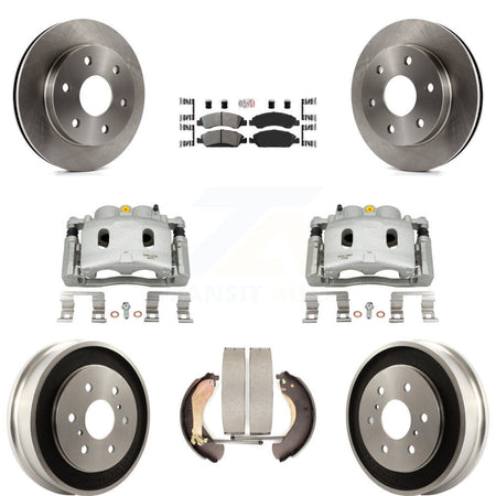Front Rear Disc Brake Caliper Rotor Drum Semi-Metallic Pad Kit (8Pc) For GMC Sierra 1500 KC8-101578N