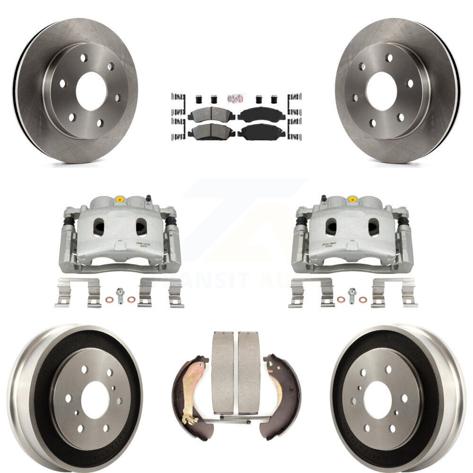 Front Rear Disc Brake Caliper Rotor Drum Semi-Metallic Pad Kit (8Pc) For GMC Sierra 1500 KC8-101578N