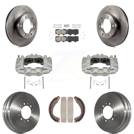Front Rear Disc Brake Caliper Rotors Drums Ceramic Pads Kit (8Pc) For Toyota Tundra KC8-101580N