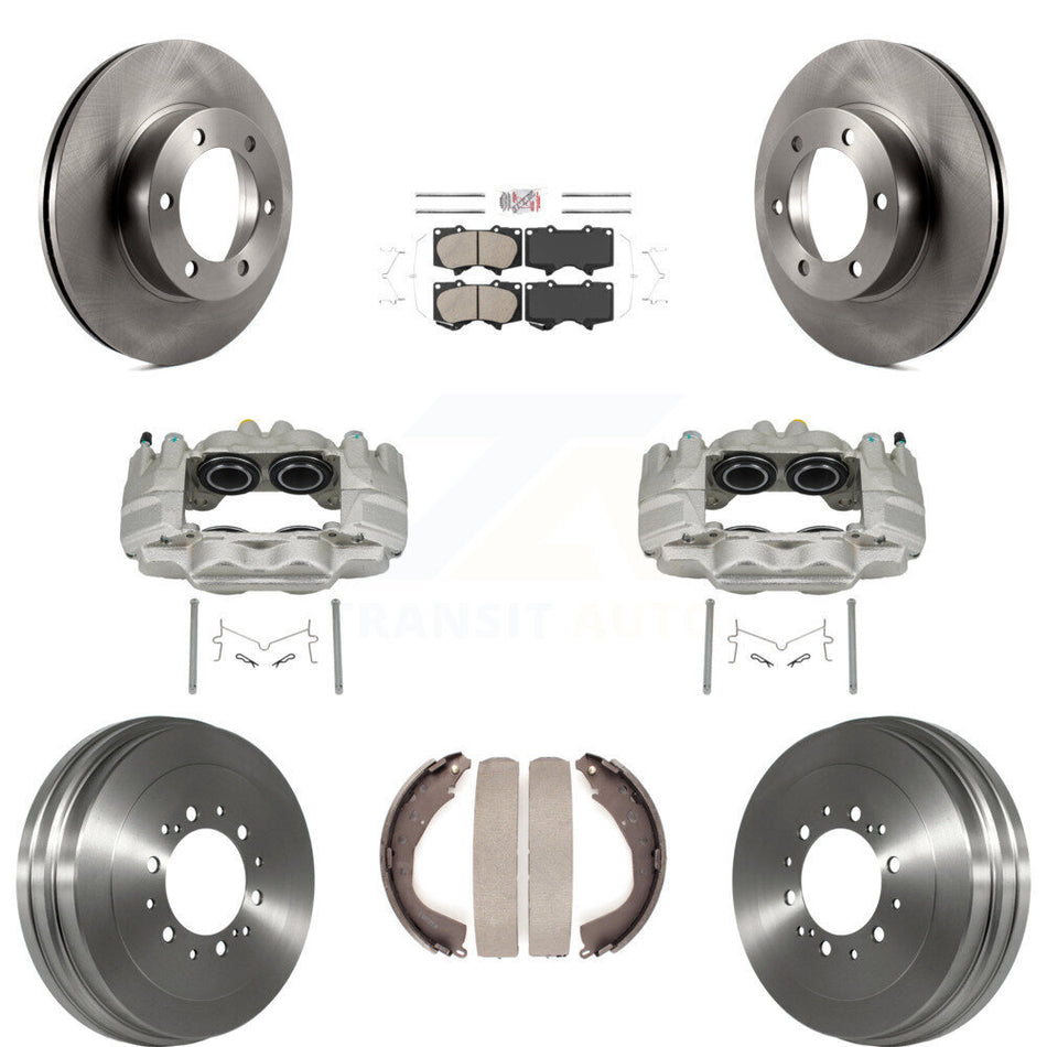 Front Rear Disc Brake Caliper Rotors Drums Ceramic Pads Kit (8Pc) For Toyota Tundra KC8-101580N