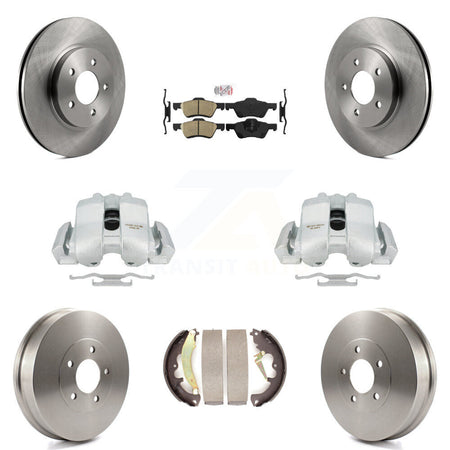 Front Rear Disc Brake Caliper Rotors Drums Ceramic Pads Kit (8Pc) For Ford Escape Mercury Mariner KC8-101581N by Transit Auto