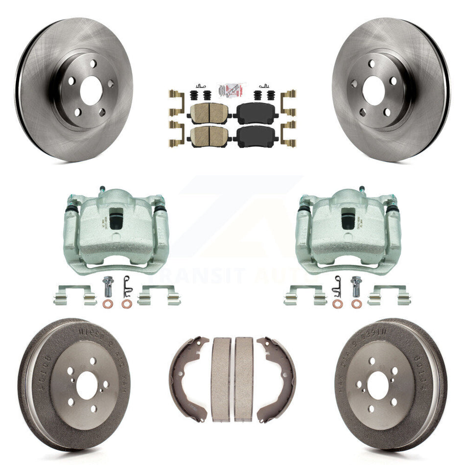 Front Rear Brake Caliper Rotor Drum Ceramic Pad Kit (8Pc) For Toyota Matrix Pontiac Vibe KC8-101586N