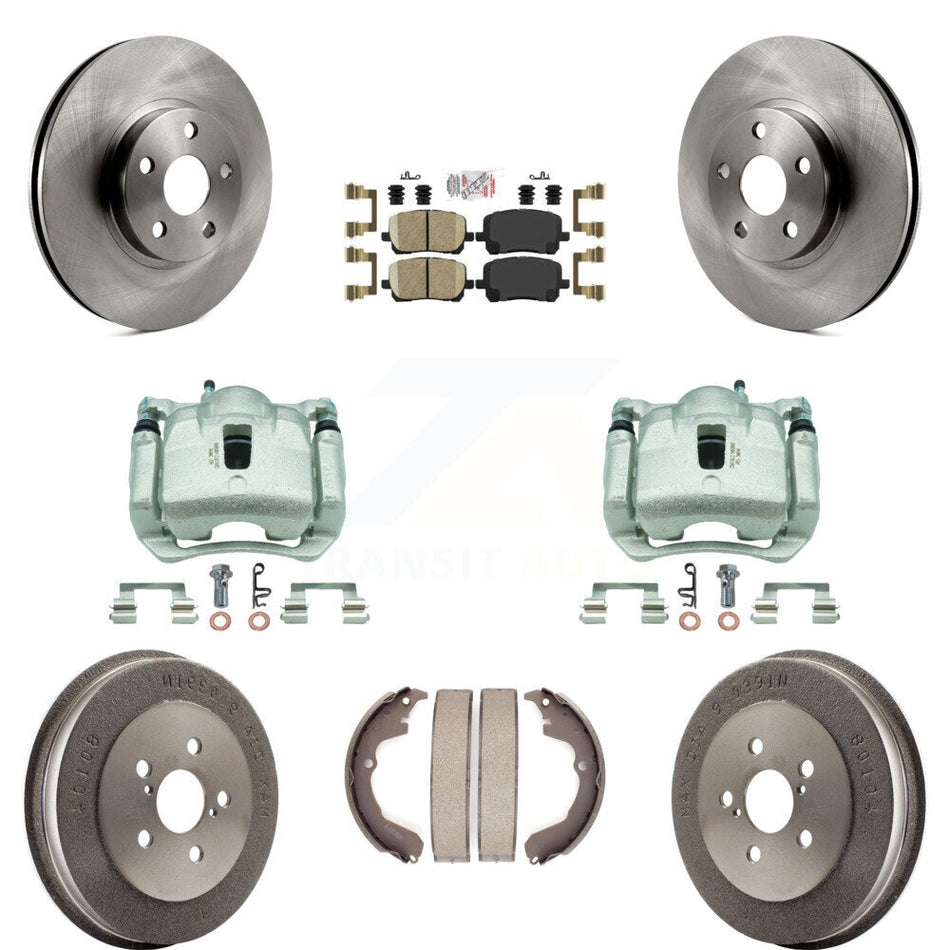 Front Rear Brake Caliper Rotor Drum Ceramic Pad Kit (8Pc) For Toyota Matrix Pontiac Vibe KC8-101586N