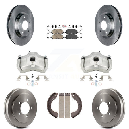 Front Rear Brake Caliper Rotor Drum Ceramic Pad Kit (8Pc) For Jeep Patriot Compass Dodge KC8-101593N