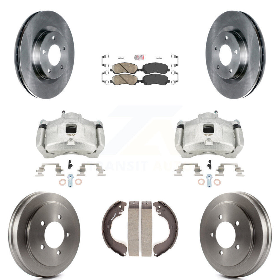 Front Rear Brake Caliper Rotor Drum Ceramic Pad Kit (8Pc) For Jeep Patriot Compass Dodge KC8-101594N