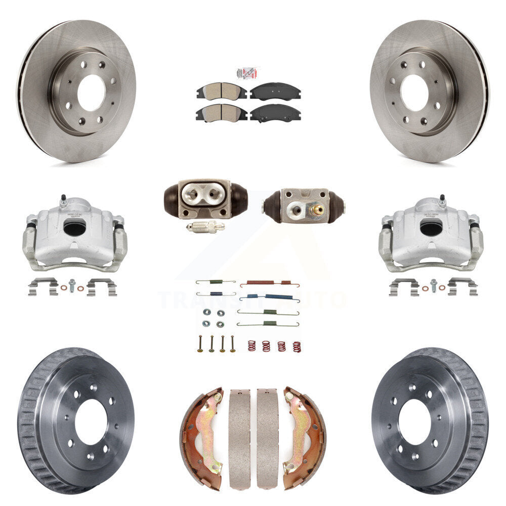 Front Rear Disc Brake Caliper Rotors Drum Semi-Metallic Pad Shoe Cylinder Kit (11Pc) For KC8-101605N