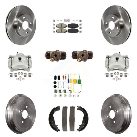 Front Rear Brake Caliper Rotors Drum Ceramic Pad Shoe Cylinder & Hardware Kit (11Pc) For KC8-101606N