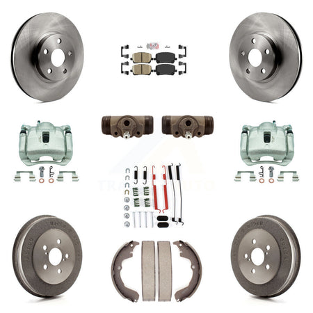 Front Rear Brake Caliper Rotors Drum Ceramic Pad Shoe Cylinder & Hardware Kit (11Pc) For KC8-101611N