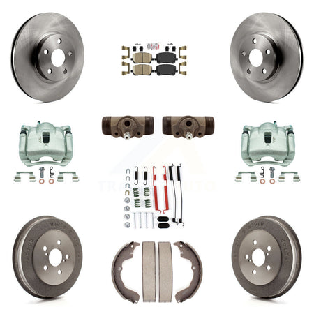 Front Rear Brake Caliper Rotors Drum Ceramic Pad Shoe Cylinder & Hardware Kit (11Pc) For KC8-101612N