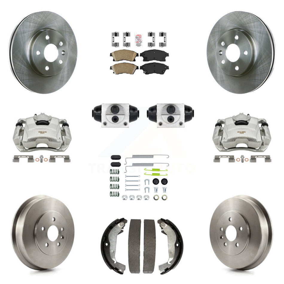 Front Rear Brake Caliper Rotors Drum Ceramic Pad Shoe Cylinder & Hardware Kit (11Pc) For KC8-101626N