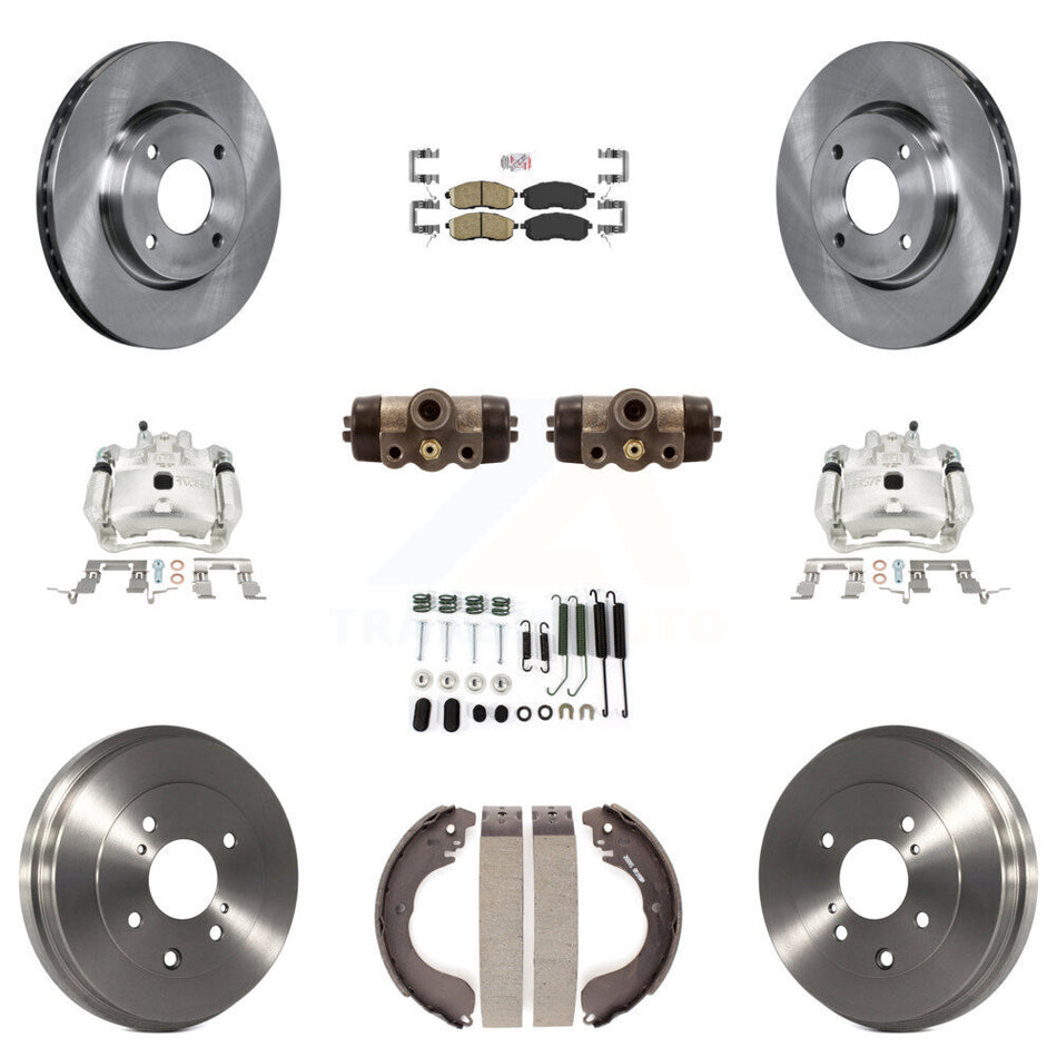 Front Rear Brake Caliper Rotors Drum Ceramic Pad Shoe Cylinder & Hardware Kit (11Pc) For KC8-101633N