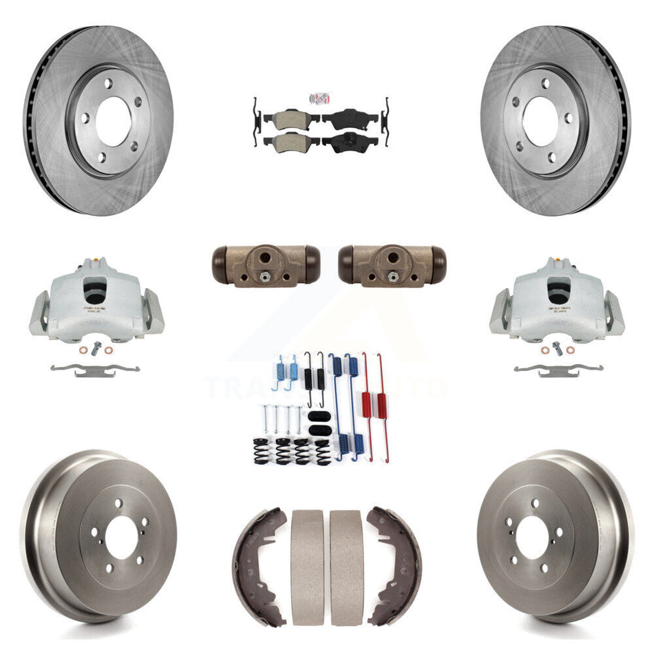 Front Rear Disc Brake Caliper Rotors Drums Semi-Metallic Pads Shoes Wheel Cylinders And Hardware Kit (11Pc) For Dodge Chrysler Town & Country Grand Caravan rear brakes KC8-101639N