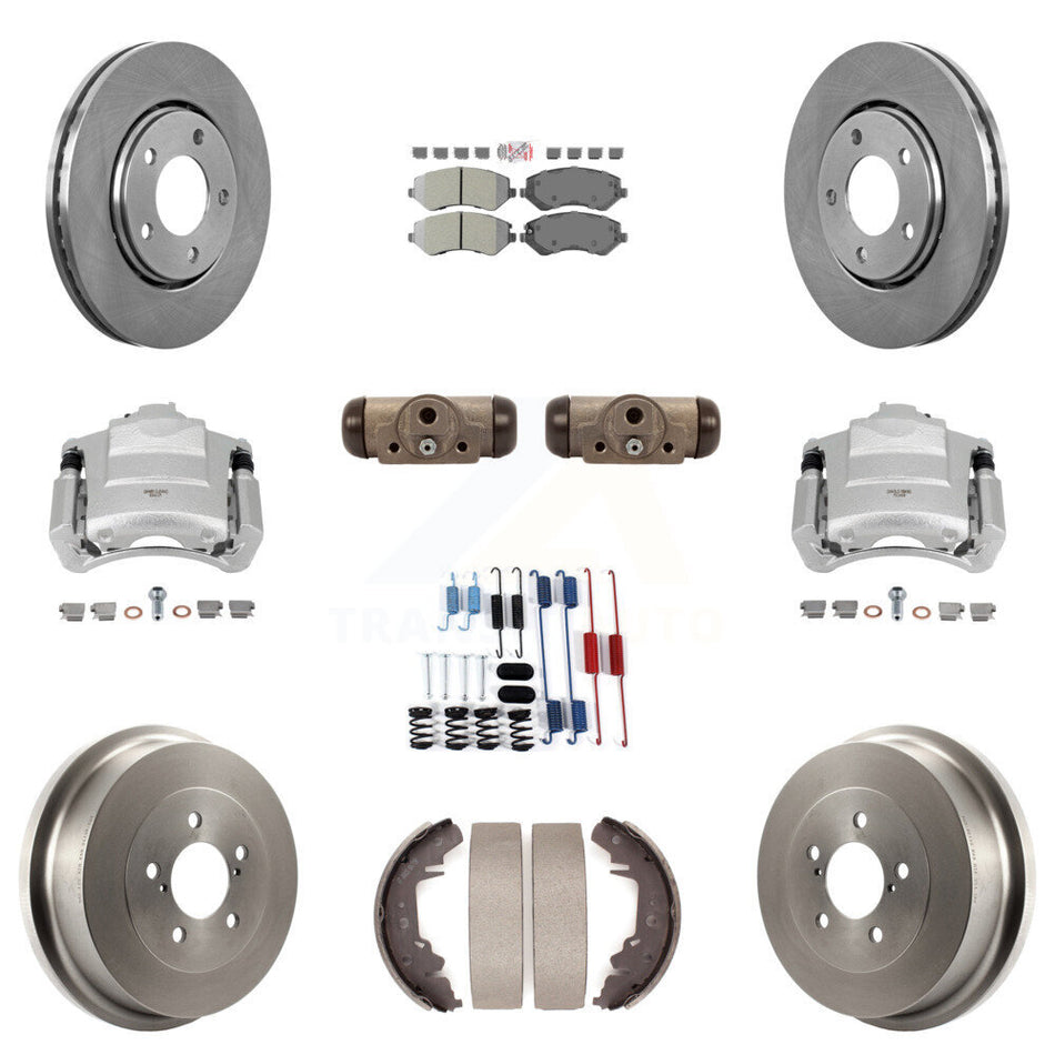 Front Rear Brake Caliper Rotor Drum Semi-Metallic Pad Shoe Cylinder Kit (11Pc) For Dodge KC8-101640N