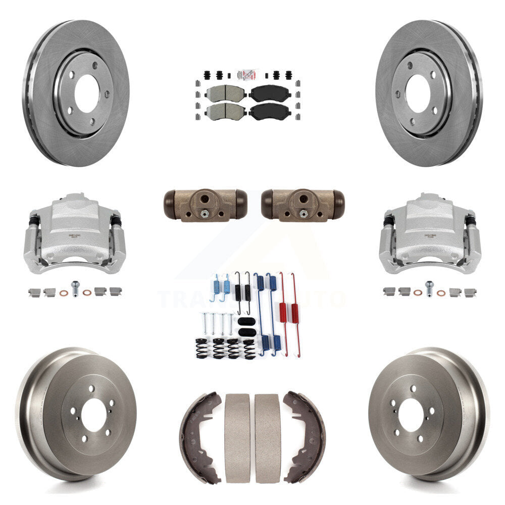 Front Rear Brake Caliper Rotor Drum Semi-Metallic Pad Shoe Cylinder Kit (11Pc) For Dodge KC8-101641N