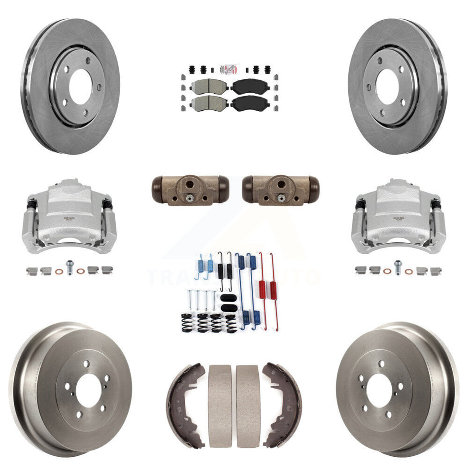 Front Rear Brake Caliper Rotor Drum Semi-Metallic Pad Shoe Cylinder Kit (11Pc) For Dodge KC8-101641N