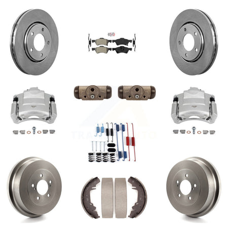 Front Rear Disc Brake Caliper Rotors Drum Semi-Metallic Pad Shoe Cylinder Kit (11Pc) For KC8-101642N
