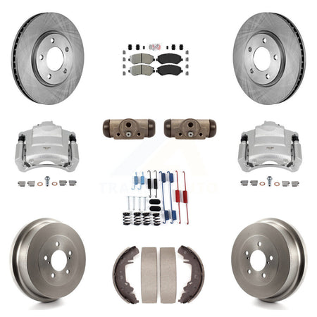 Front Rear Disc Brake Caliper Rotors Drum Semi-Metallic Pad Shoe Cylinder Kit (11Pc) For KC8-101644N