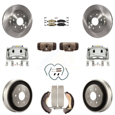 Front Rear Brake Caliper Rotors Drum Ceramic Pad Shoe Cylinder & Hardware Kit (11Pc) For KC8-101646N