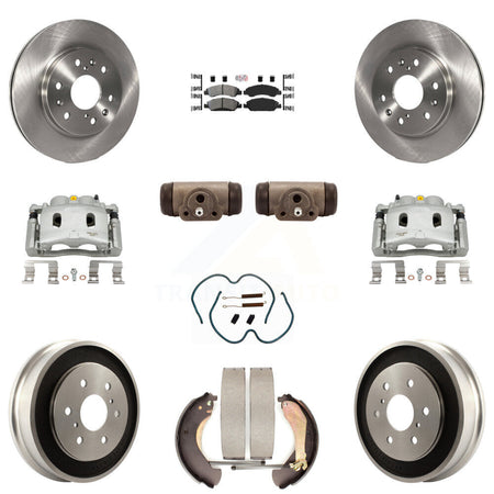 Front Rear Brake Caliper Rotors Drum Semi-Metallic Pad Shoe Cylinder Kit (11Pc) For 1500 KC8-101647N