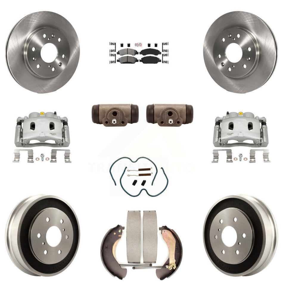 Front Rear Brake Caliper Rotors Drum Semi-Metallic Pad Shoe Cylinder Kit (11Pc) For 1500 KC8-101647N