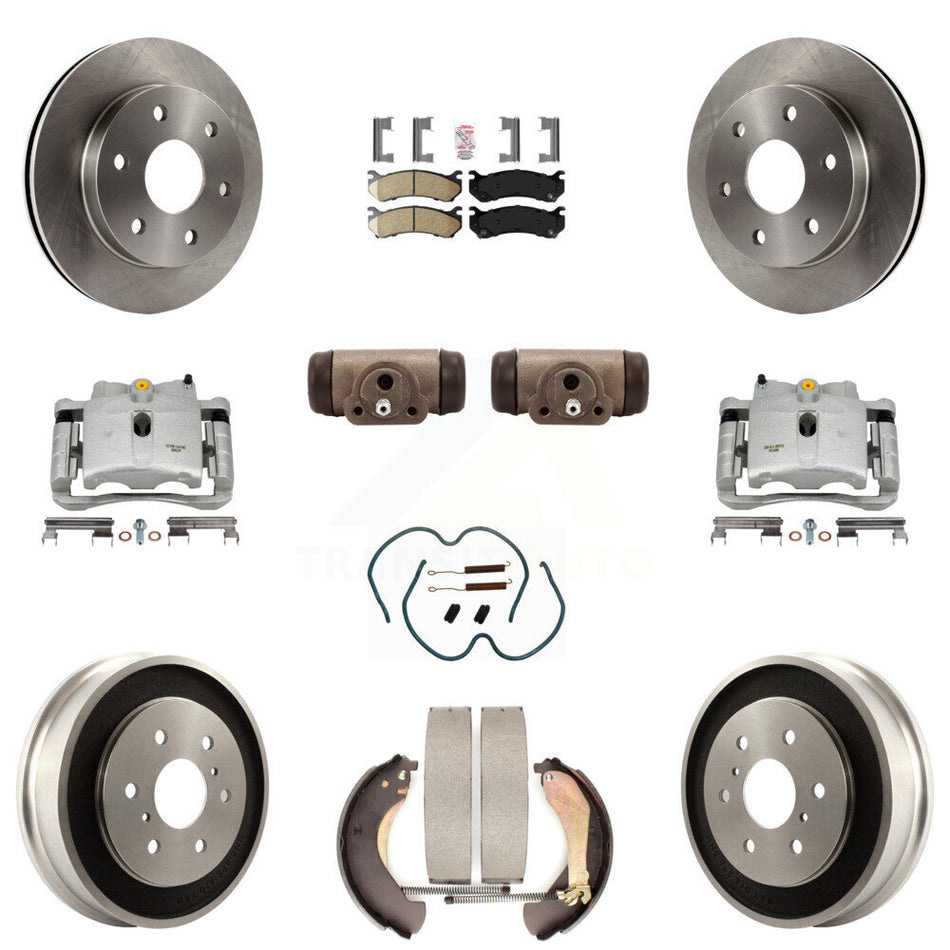 Front Rear Disc Brake Caliper Rotors Drums Ceramic Pads Shoes Wheel Cylinders And Hardware Kit (11Pc) For Chevrolet Silverado 1500 GMC Sierra Classic With 7000 Lb GVW KC8-101648N