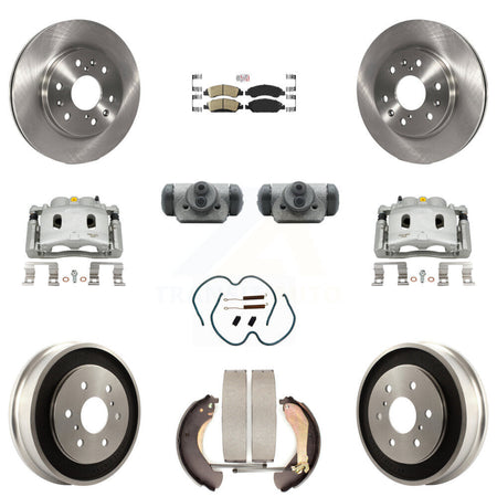 Front Rear Brake Caliper Rotors Drum Ceramic Pad Shoe Cylinder & Hardware Kit (11Pc) For KC8-101651N