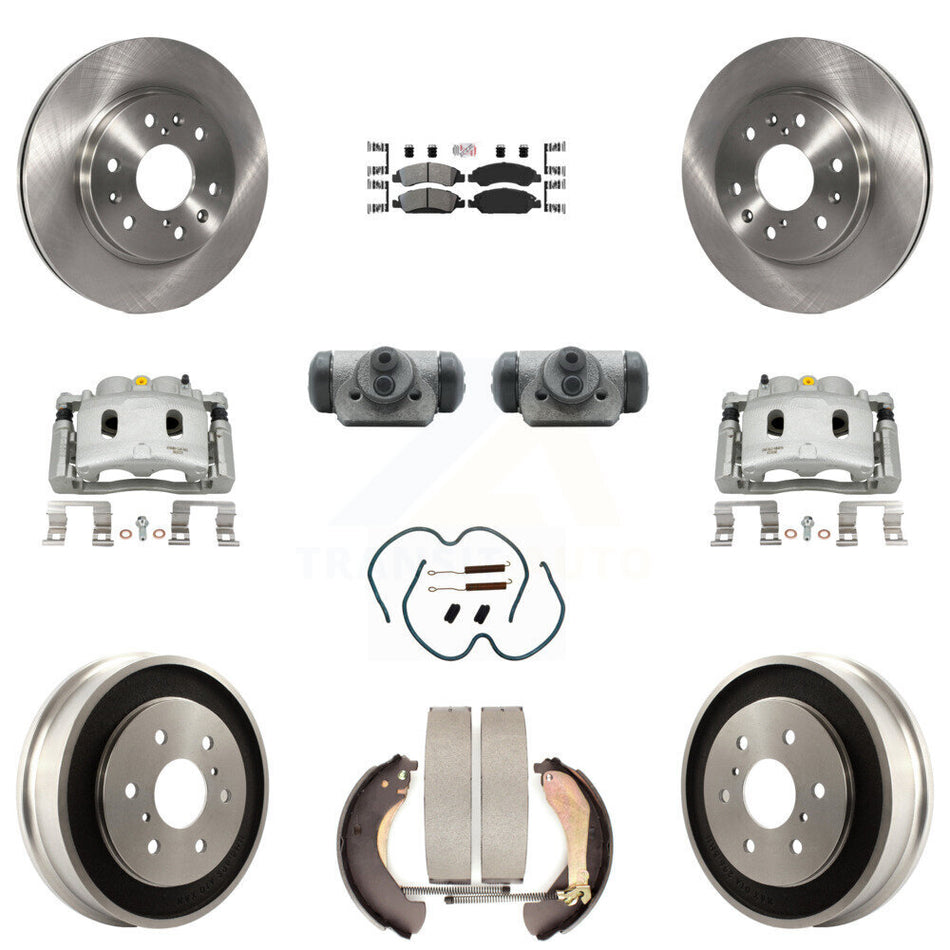 Front Rear Brake Caliper Rotors Drum Semi-Metallic Pad Shoe Cylinder Kit (11Pc) For 1500 KC8-101652N